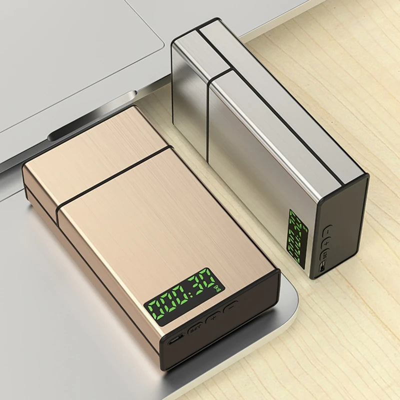 Creativemetaltimelockboxforcigaretteusbself-disciplinesmarttobaccocasewithleddis...