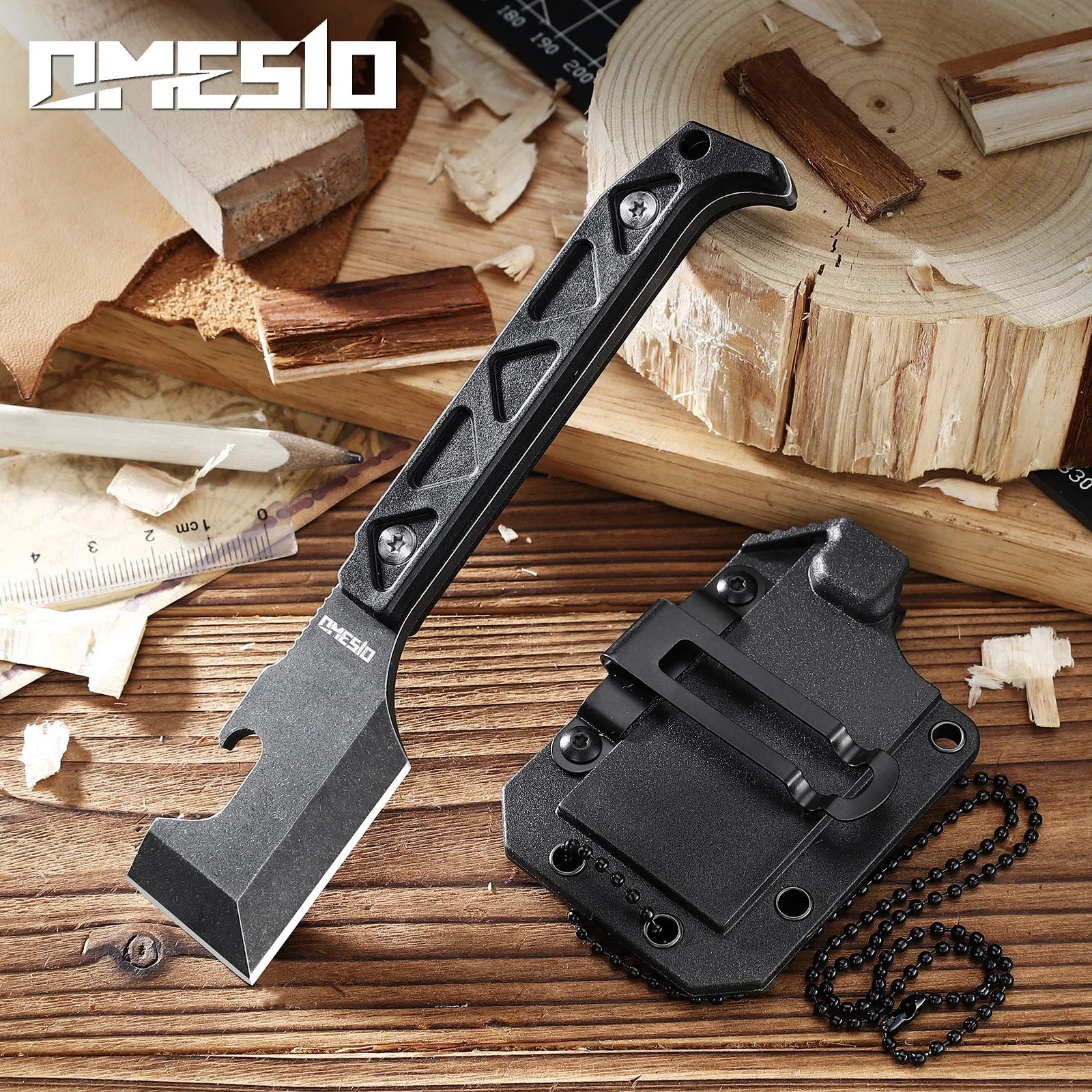 D2 Steel Neck Knife – Full-Tang EDC Multitool with Kydex Sheath