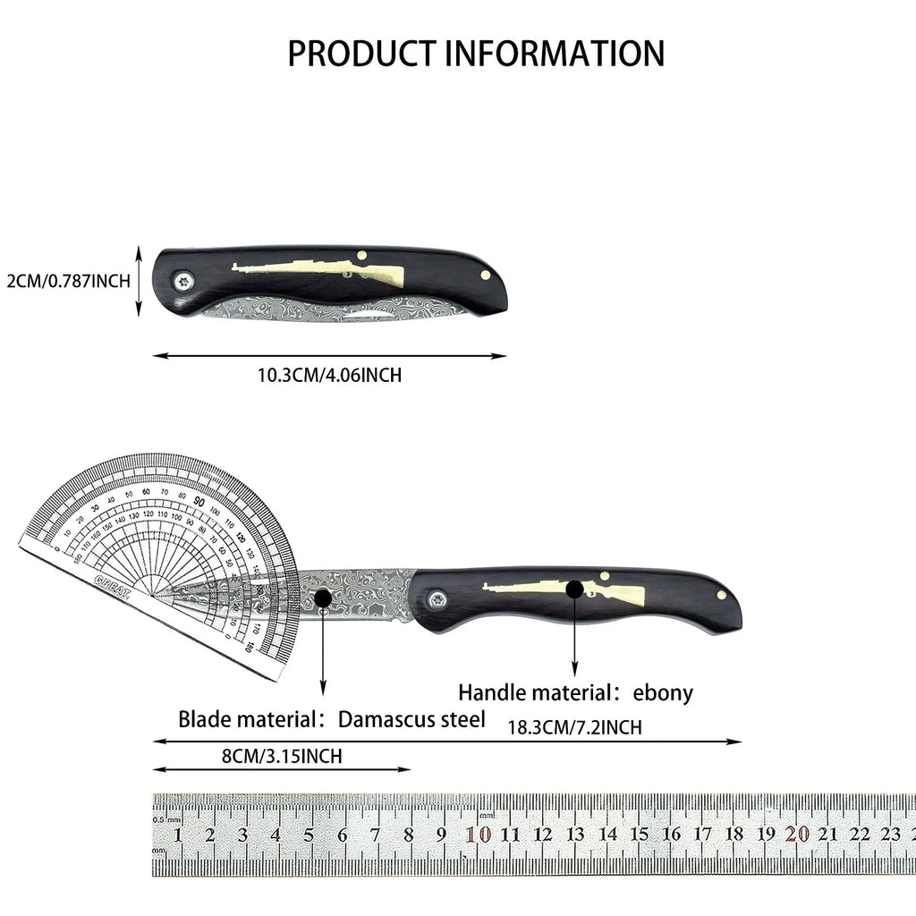 Damascus Folding Knife – Black Walnut Handle