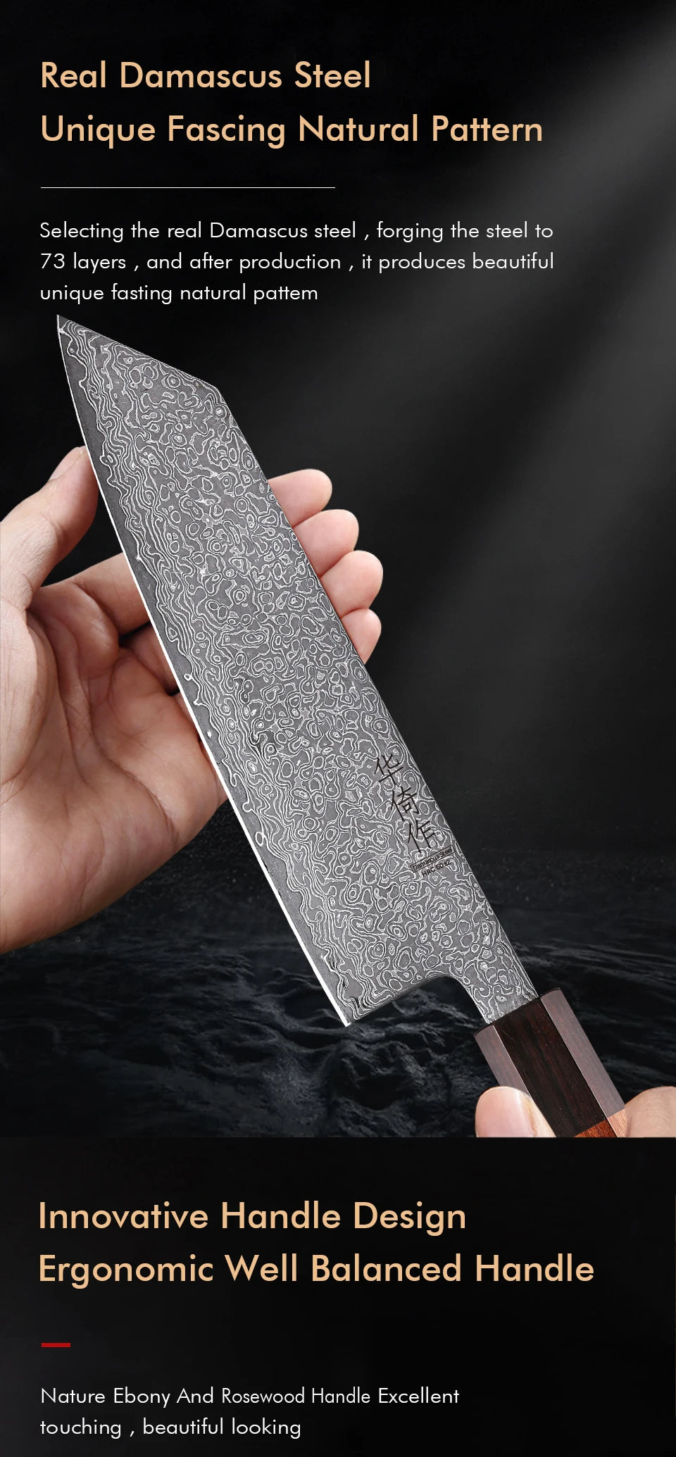 7-inch Japanese Kiritsuke Knife Damascus Steel Kitchen Sharp Cutting Meat Vegetable Cleaver Handmade Professional Chef Knives
