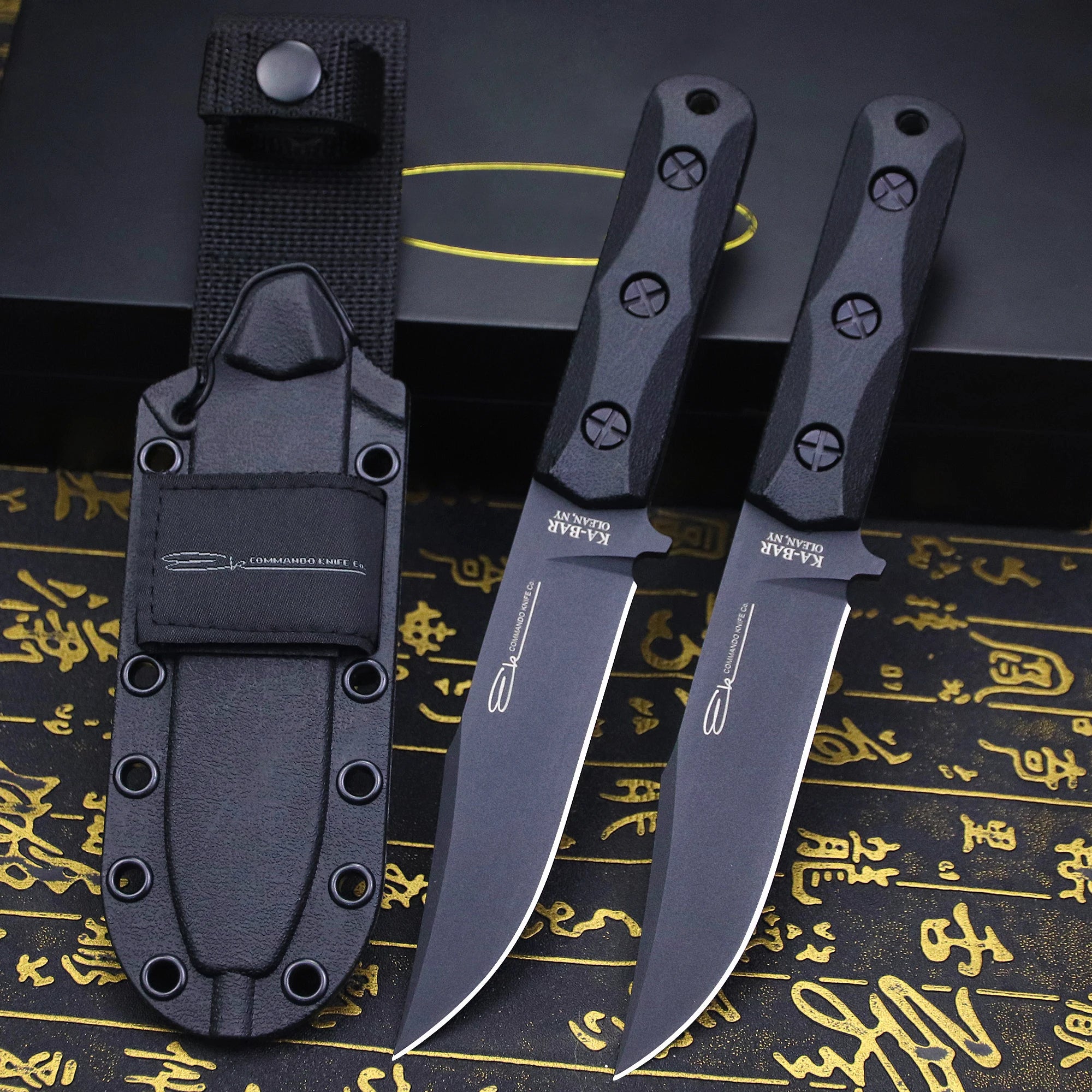 U.s.akb-ek50junglehuntingstraightknife + Sheath, Outdoorcampingsurvivalknife...