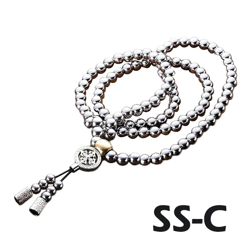 Outdooredc108buddhabeadsselfdefensewhiptacticaledchandbraceletnecklacesteelchain...