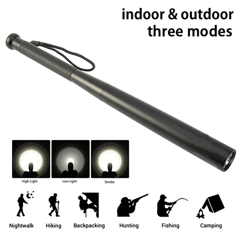 T6 LED Waterproof Baseball Bat Flashlight – Multi-Function Self-Defense Torch