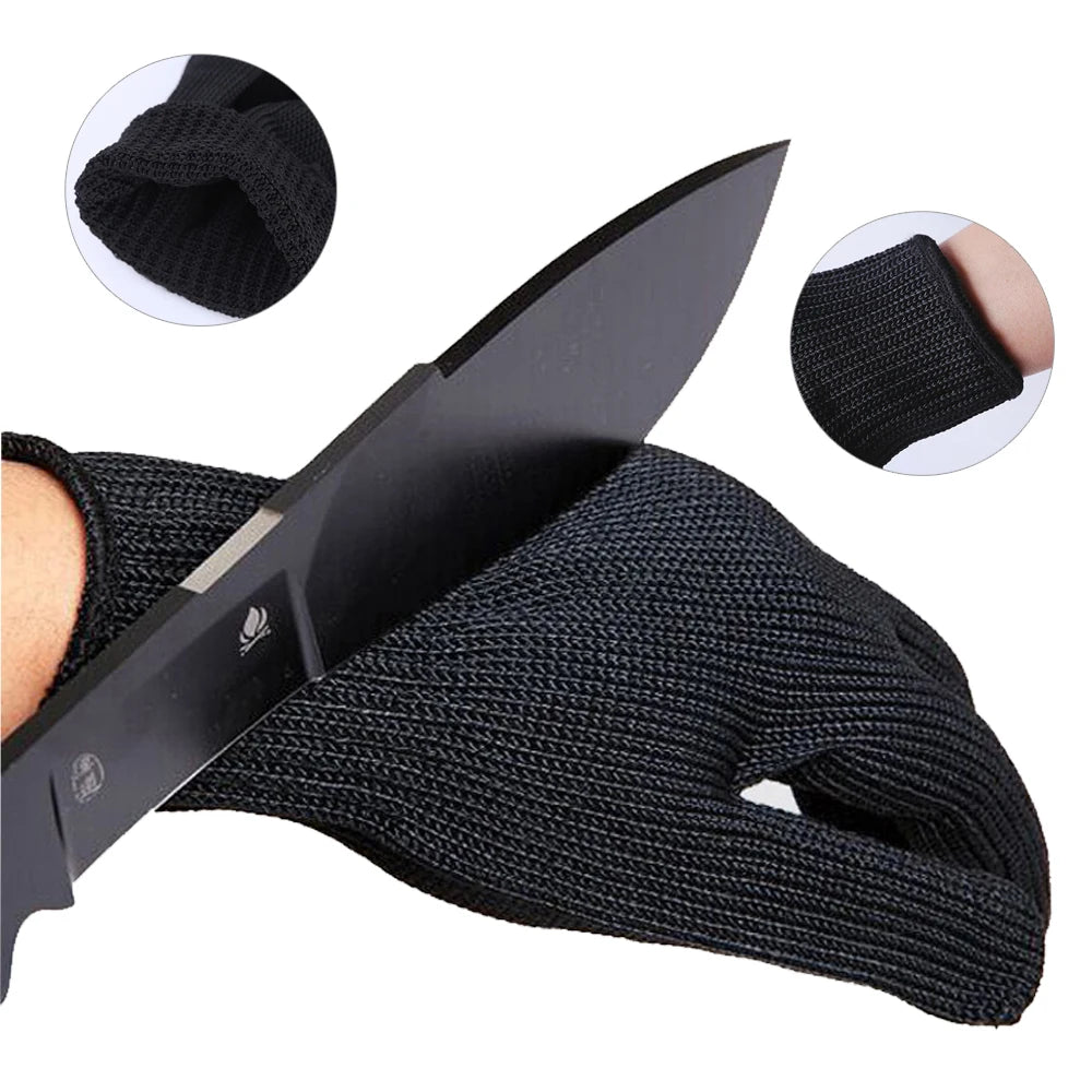 1pairblacksteelwiremetalmeshglovessafetyanticuttingwearresistantkitchenbutcherwo...