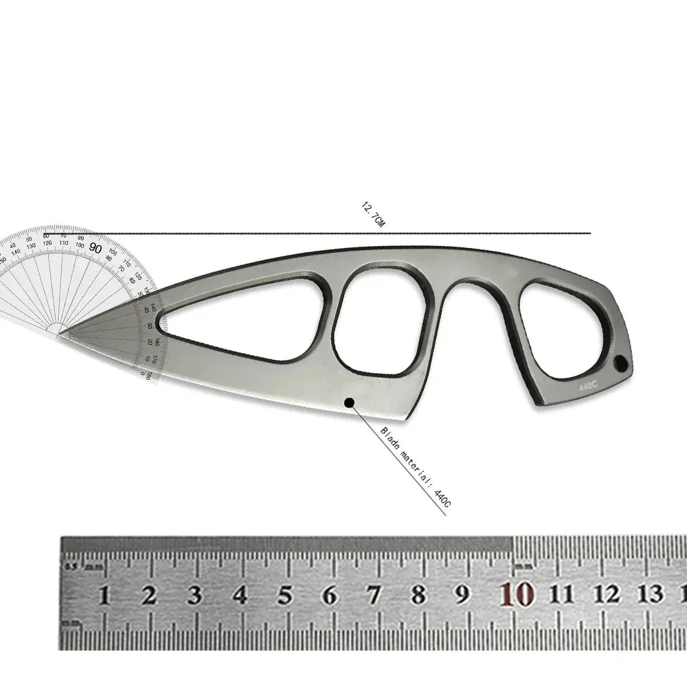 440C Steel Pocket EDC Knife – ABS Sheath, Compact Fixed Blade