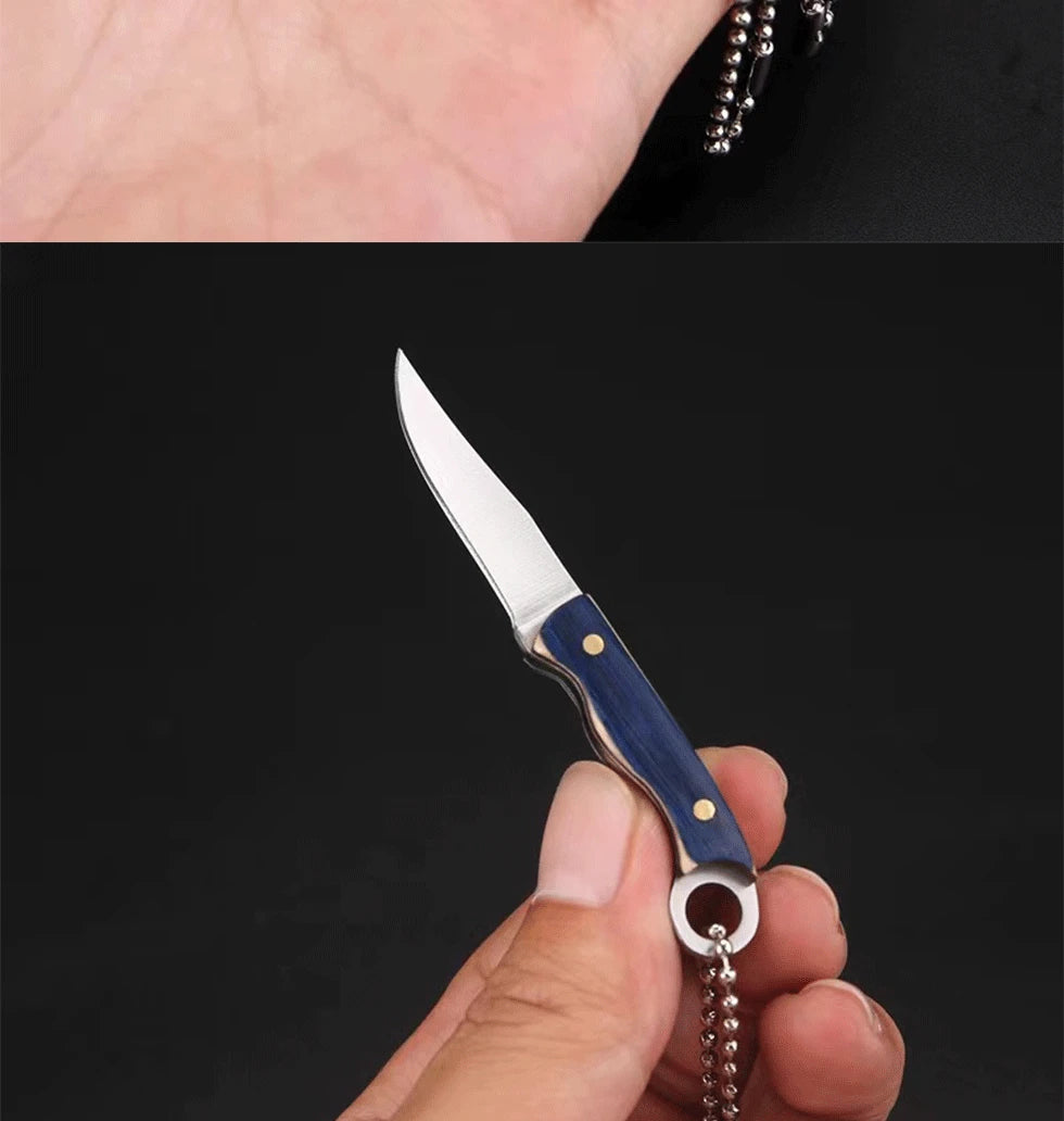 New Mini Ring Colorful Wood Small Straight Knife Small Claw Pocket Keychain Open Box Package Small Gift Artifact