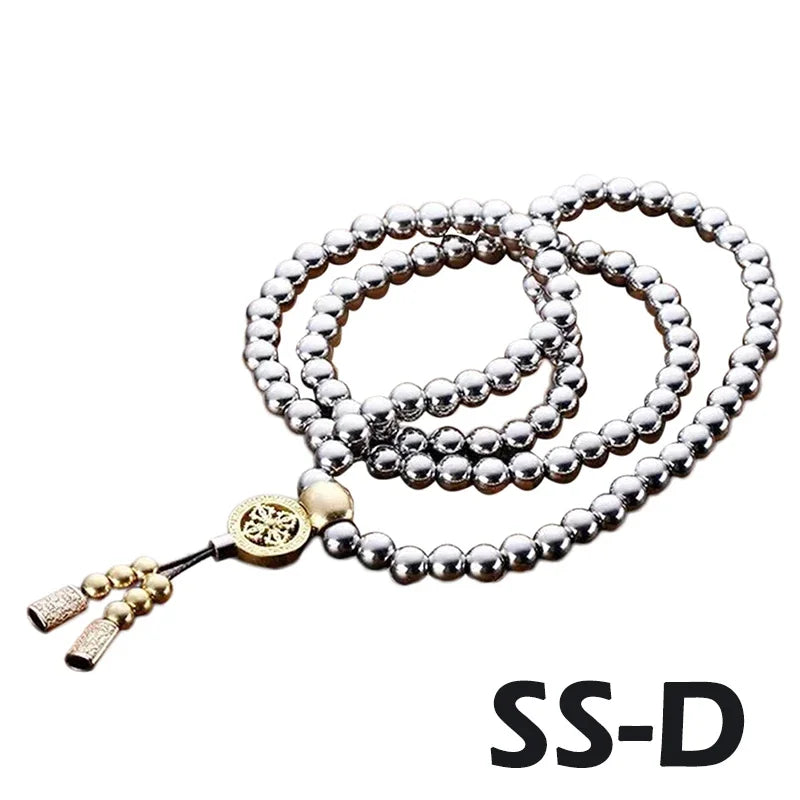 Outdooredc108buddhabeadsselfdefensewhiptacticaledchandbraceletnecklacesteelchain...