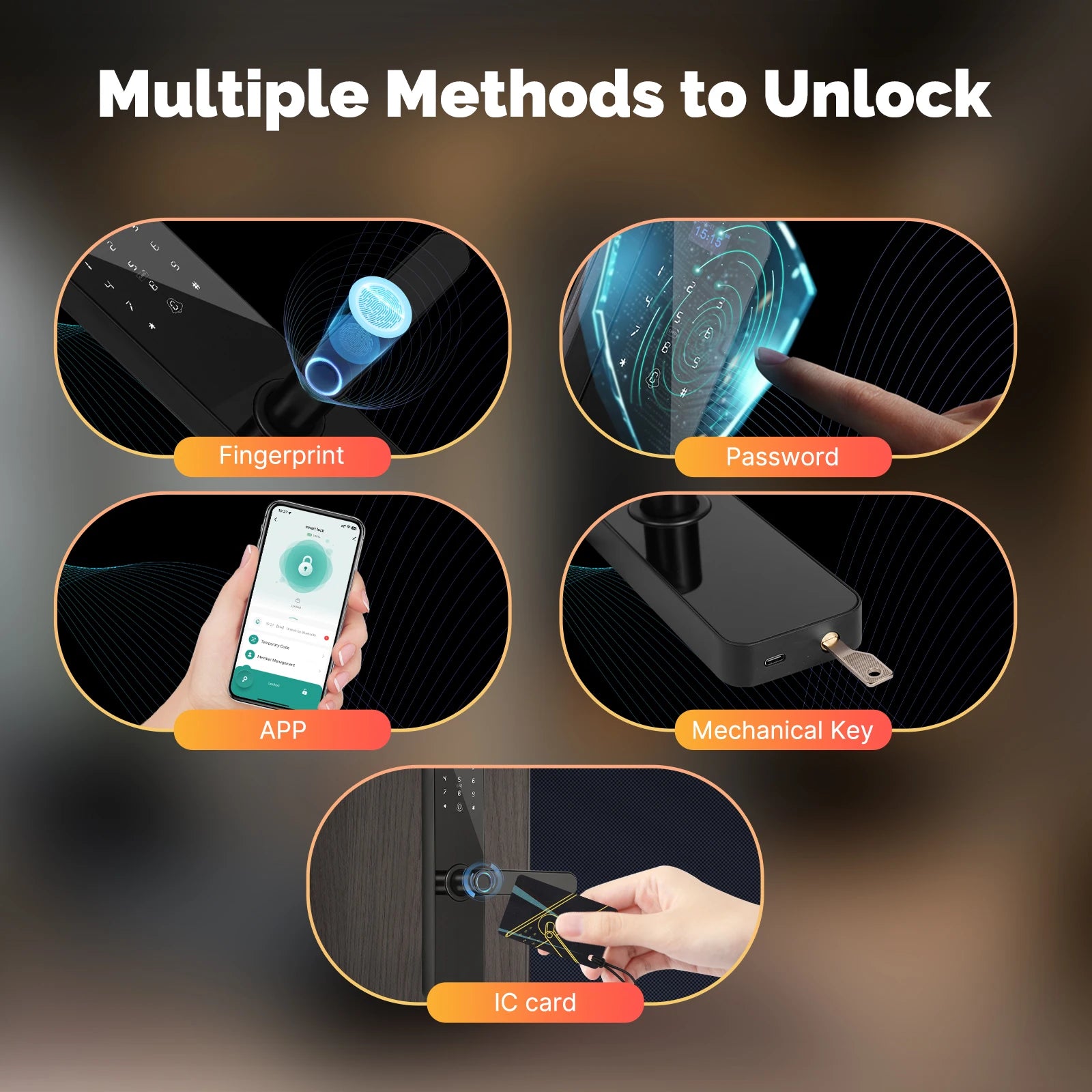 Smart Bluetooth Door Lock – Fingerprint, PIN, Card & App Unlock | Tuya