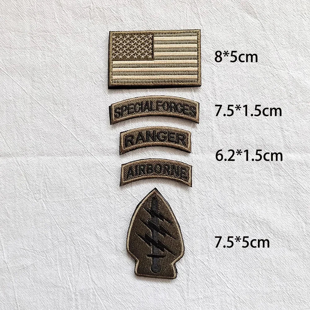 Setspecialforcesmoralebadgeembroideryhooklooppatchusflagrangertabmilitaryemblemf...