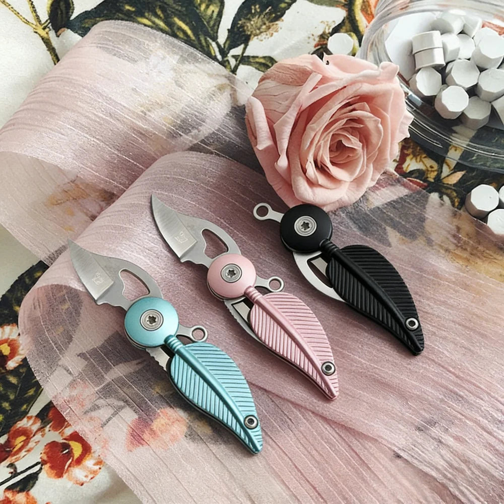 New Multi-functional Folding Creative Feather Knife Fruit Knife Keychain Daily Carry Tool