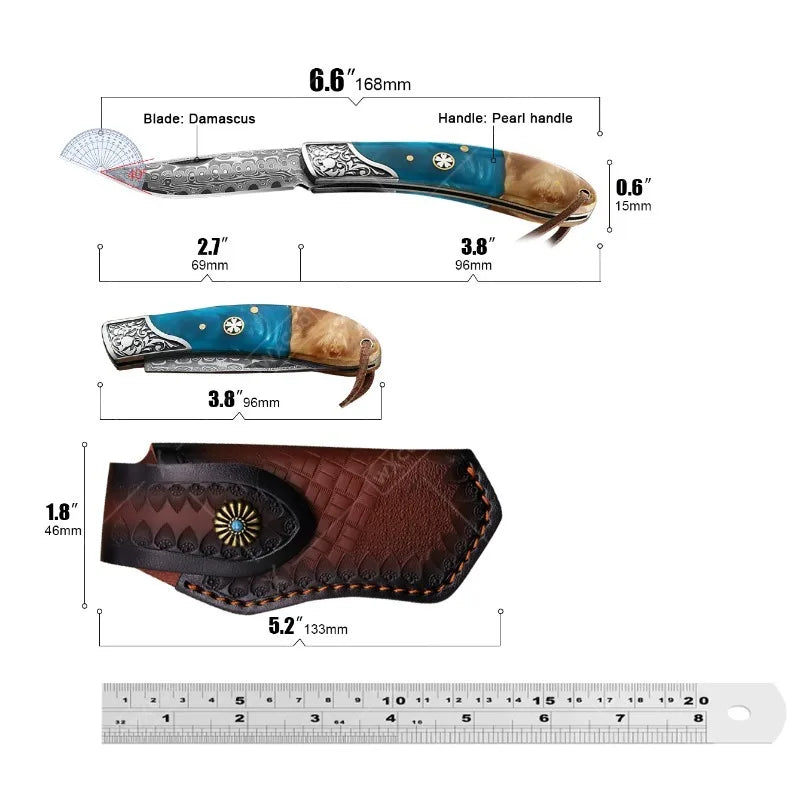 WXCOO Damascus Boning Knife Folding Fruit Cutting Knife Chef's Knife Cleaver Meat Knife Slicing Fish Home Kitchen Tools