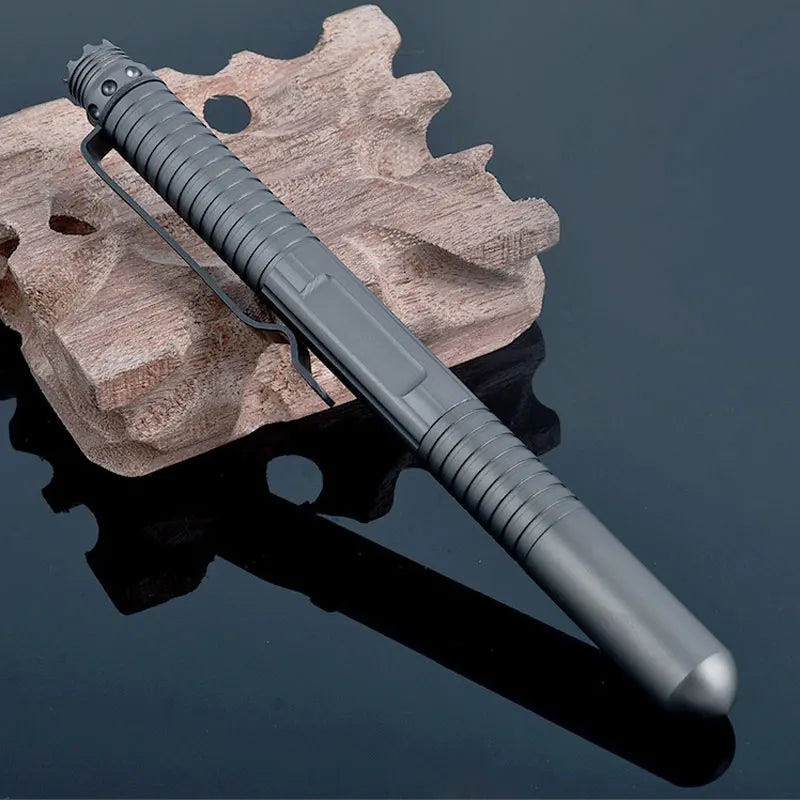 Grey Aviation Aluminum Tactical Pen – Crown Defense Head, Glass Breaker EDC