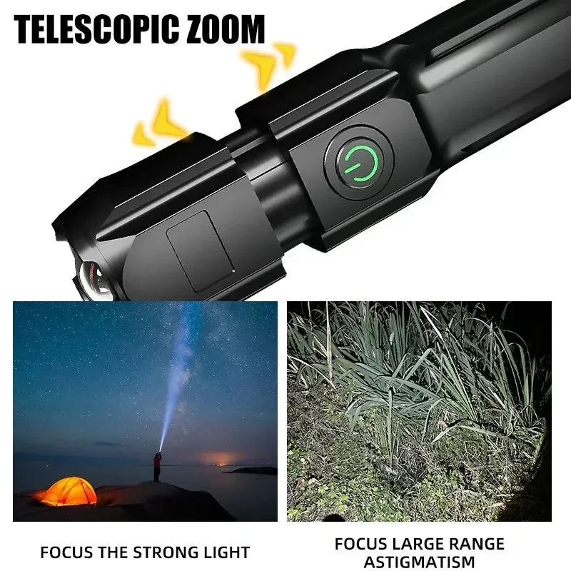 EDC USB Rechargeable Tactical Flashlight – 300m Range, 3-Mode Self-Defense Torch
