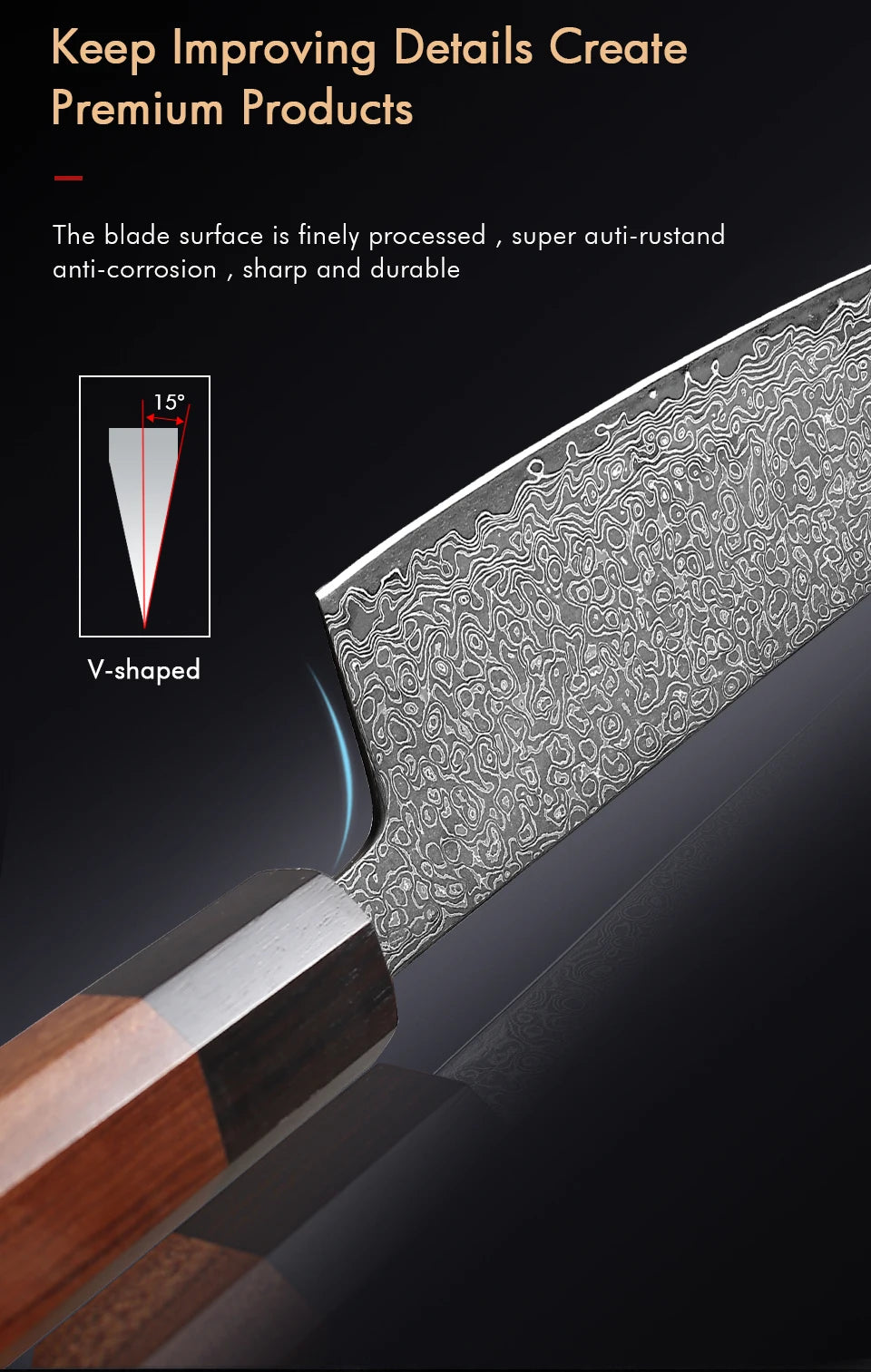 7-inch Japanese Kiritsuke Knife Damascus Steel Kitchen Sharp Cutting Meat Vegetable Cleaver Handmade Professional Chef Knives