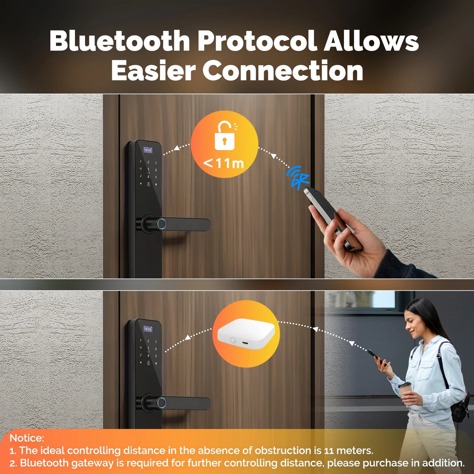 Smart Bluetooth Door Lock – Fingerprint, PIN, Card & App Unlock | Tuya