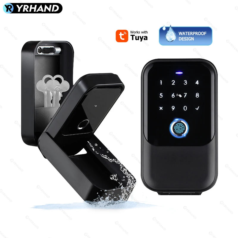 YRHAND TTlock password Smart Fingerprint Digital card Inteligente Tuya Electronic Portable IP66 Lock Boxes For Smart Home