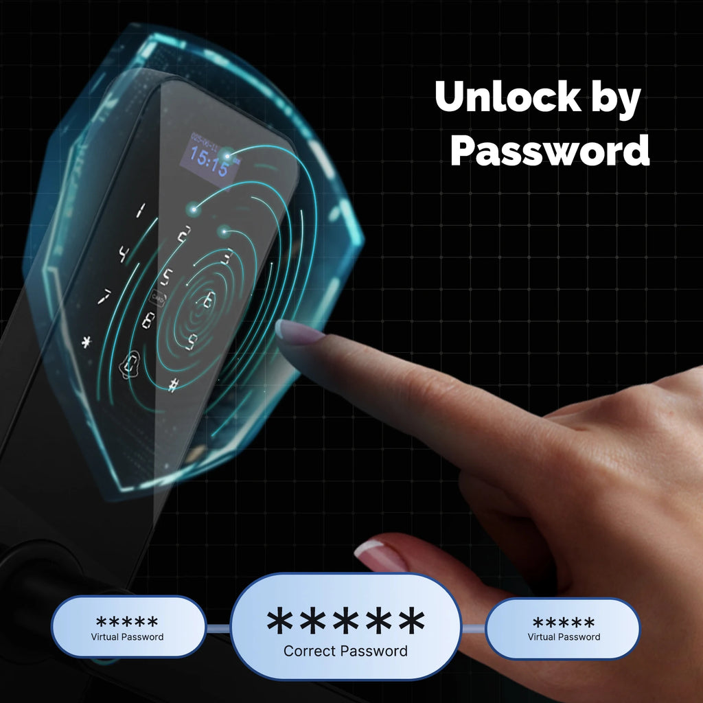 Smart Bluetooth Door Lock – Fingerprint, PIN, Card & App Unlock | Tuya