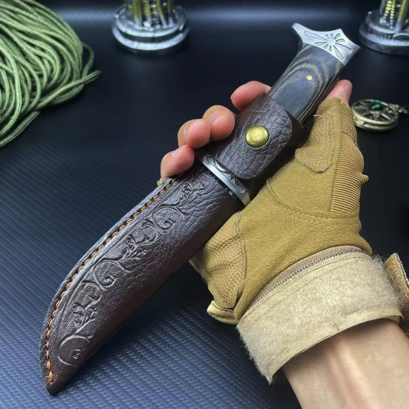 5CR Forged Outdoor Knife – Solid Wood Handle, Meat Cleaver