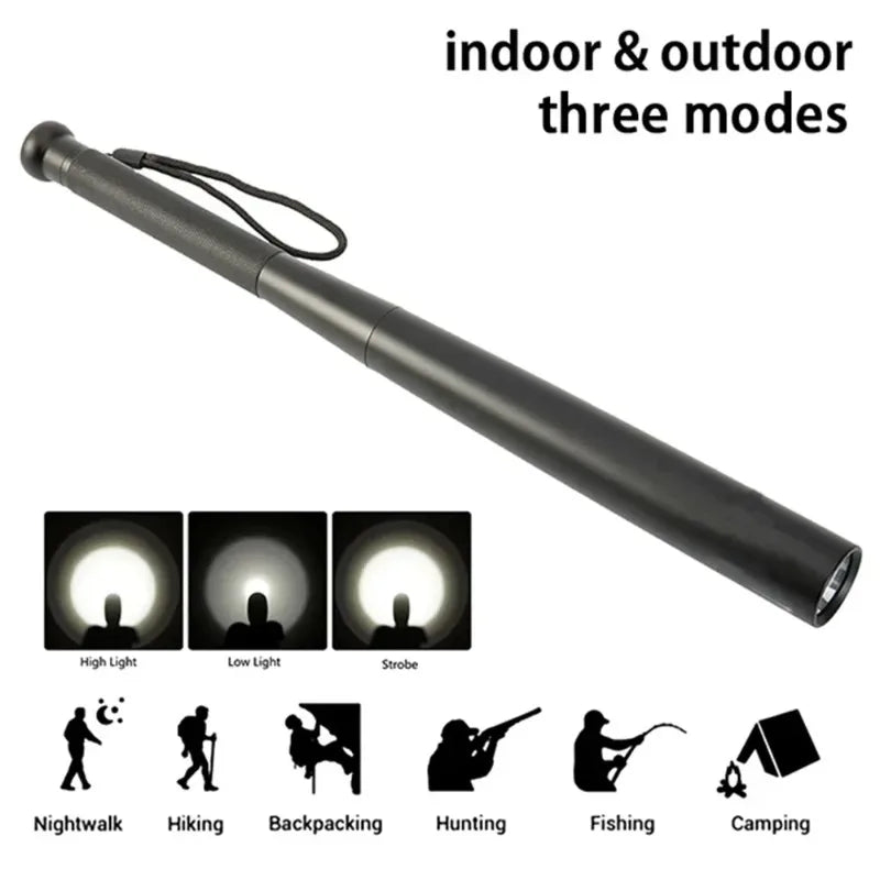 High-Lumen LED Self-Defense Baseball Bat Flashlight – Security Outdoor Torch