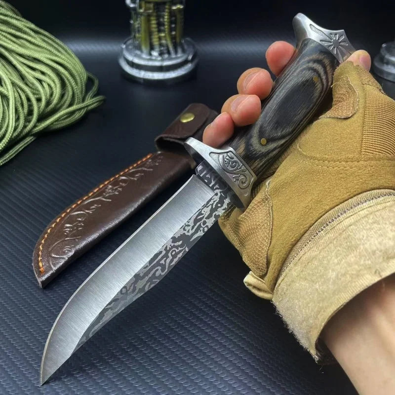 5CR Forged Outdoor Knife – Solid Wood Handle, Meat Cleaver