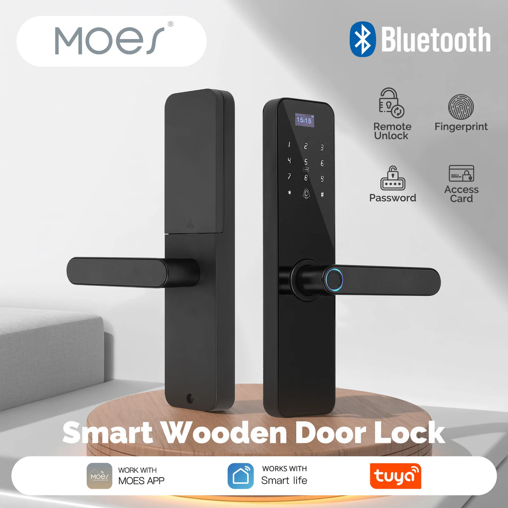Smart Bluetooth Door Lock – Fingerprint, PIN, Card & App Unlock | Tuya