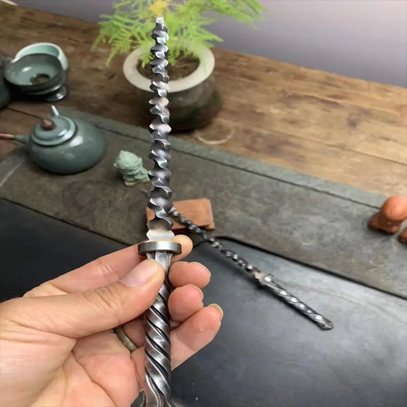 27cm Handmade Whip Twist Desktop Ornament Mini Small Weapon Collection Double Whip Cold Weapon Tool